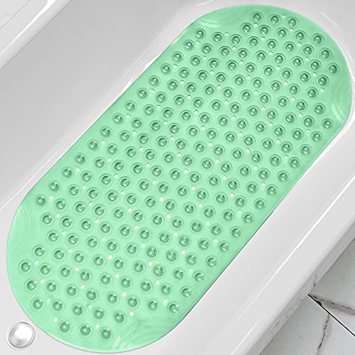 DEXI Bathtub Mat Non Slip Shower Floor Mats for Bathroom Bath Tub Washable  Suction Cup 16x35,Clear Gray