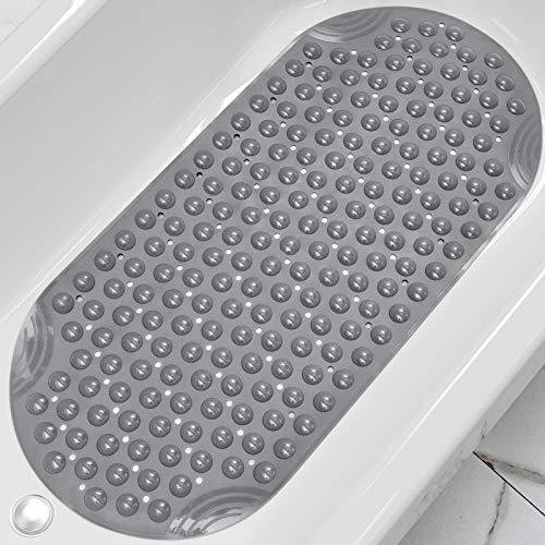 DEXI Bathtub Mat Non Slip Shower Floor Mats for Bathroom Bath Tub Washable  Suction Cup 16x35,Black