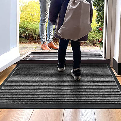 DEXI Door Mat Indoor Outdoor Durable Rubber Doormat, Waterproof, Easy Clean Low-Profile Mats for Entry, Garage, Patio