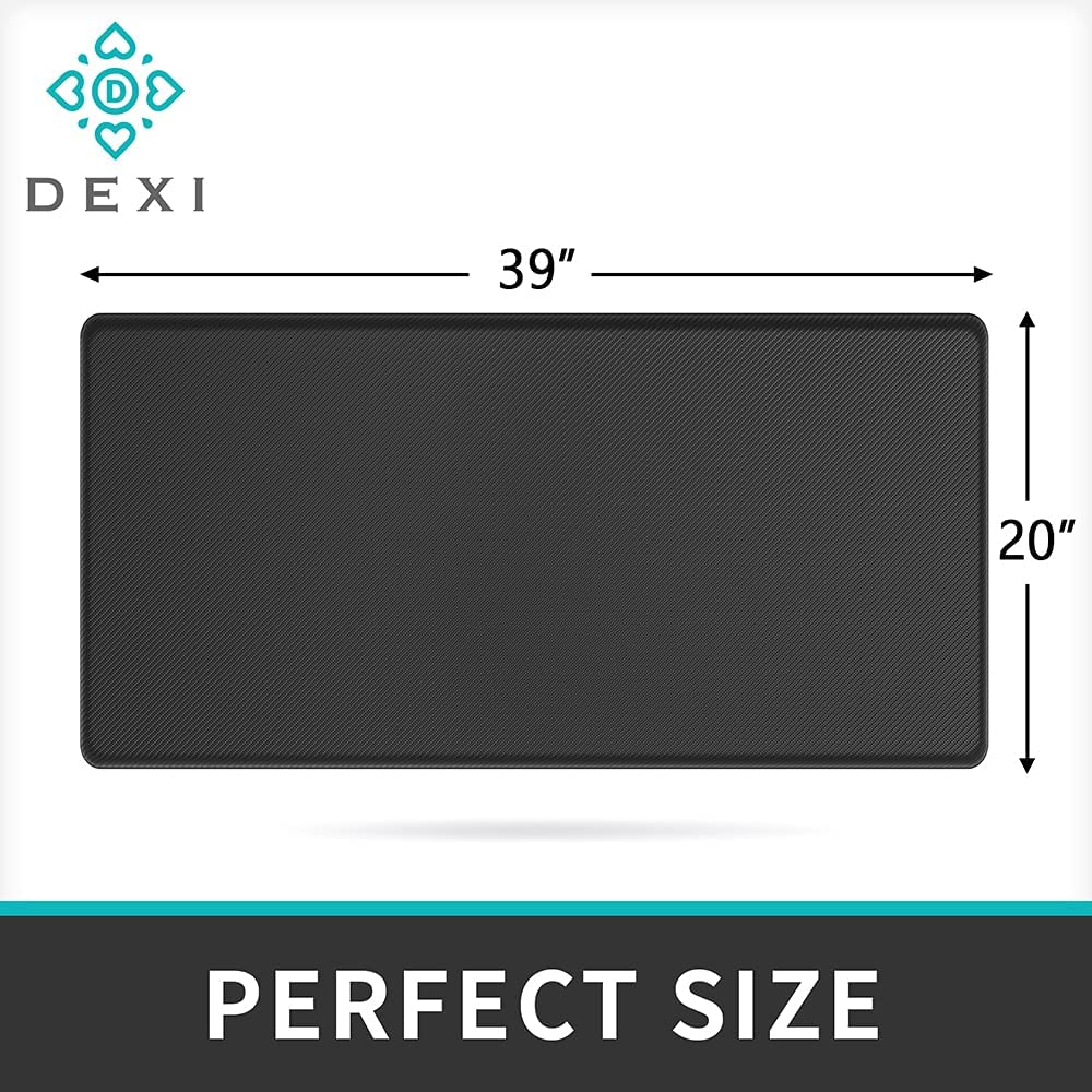 DEXI Kitchen Rug Anti Fatigue,Non Skid Cushioned Comfort Standing Kitchen  Mat Waterproof and Oil Proof Floor Runner Mat, Easy to Clean, 18x59, Black