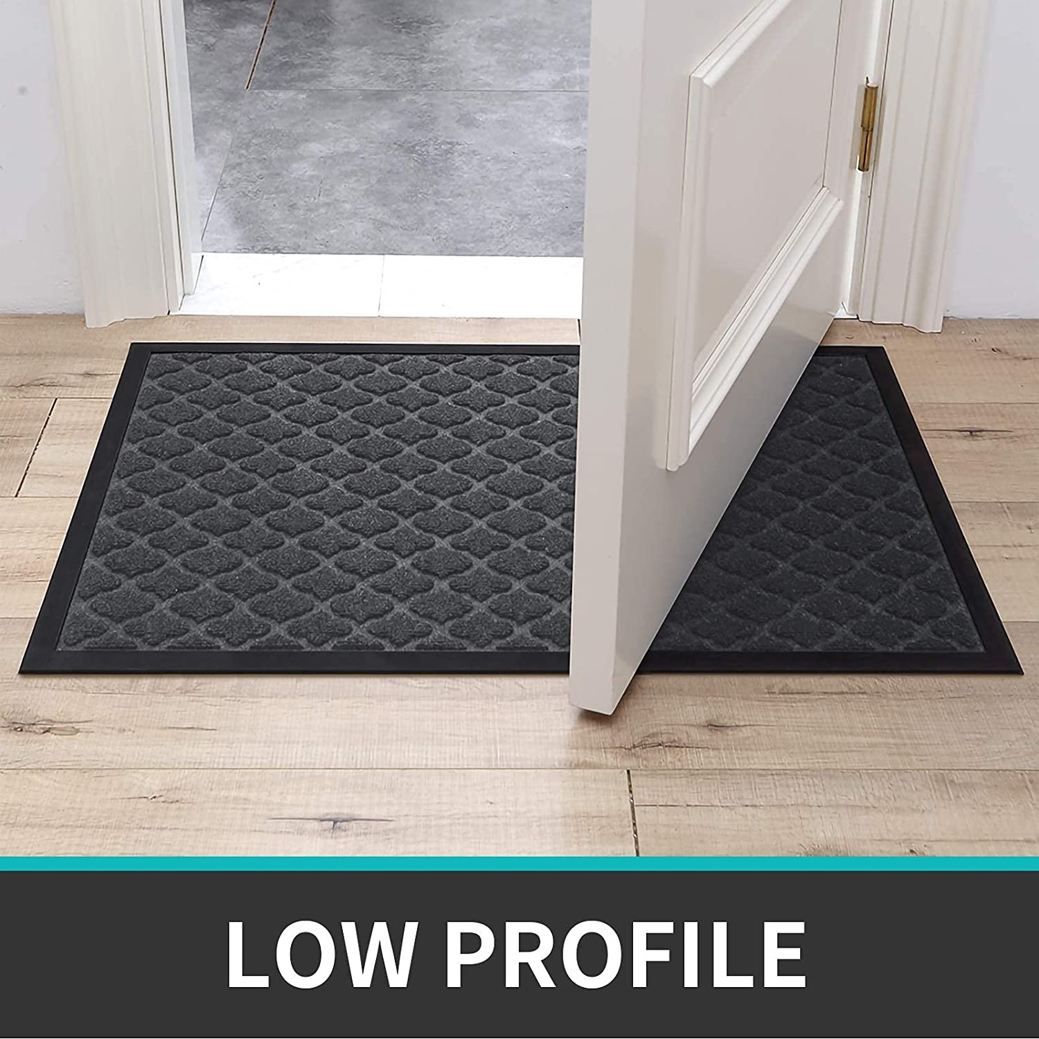 DEXI Door Mat Front Indoor Outdoor Doormat,Small Heavy Duty Rubber Outside  Floor Rug for Entryway Patio Patio Waterproof Low-Profile,23x35,Navy Blue
