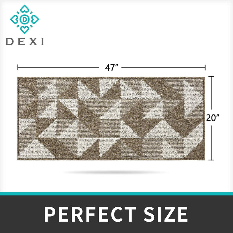 DEXI Kitchen Rug Mat Non-Slip Absorbent Runner Rug for Kitchen Floor, Entryway, Hallway and Dining Room, Machine Washable Carpet 20"x47", Brown